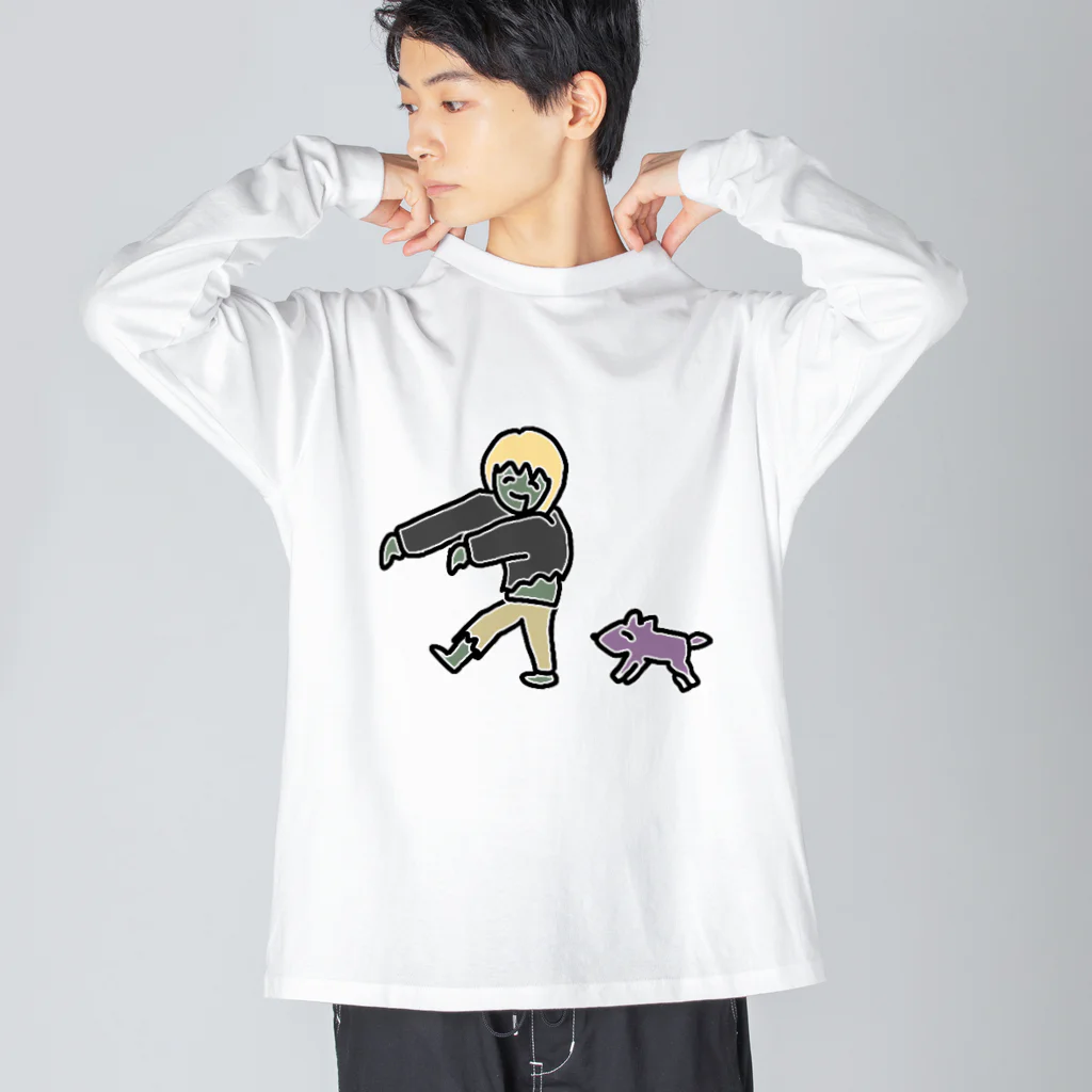 _bob_の生きるしかばねちゃん文字なしグッズ ビッグシルエットロングスリーブTシャツ