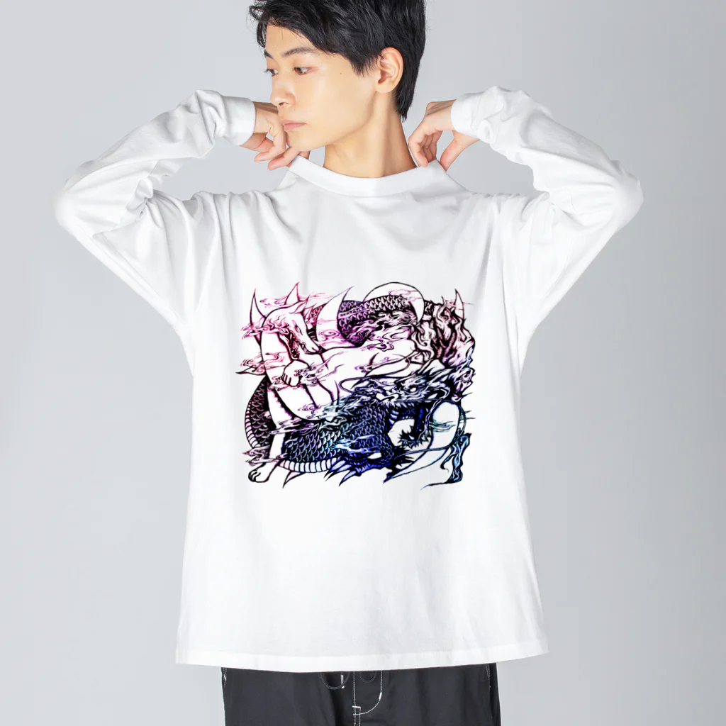 SumiReの九尾と龍　カラー ビッグシルエットロングスリーブTシャツ