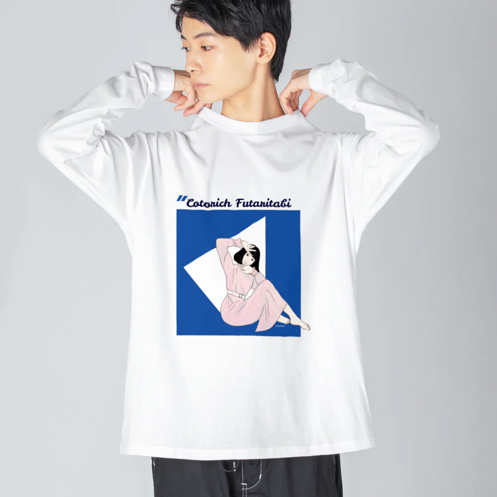 コトリッチの三角コトリッチ青　 ビッグシルエットロングスリーブTシャツ