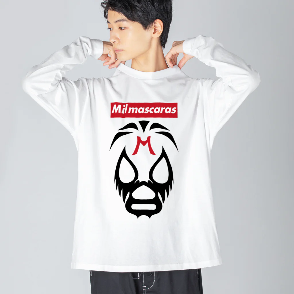 DRIPPEDのMIL MASCARAS-ミル・マスカラス-赤ボックスロゴ Big Long Sleeve T-Shirt