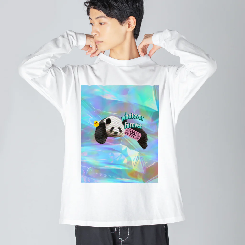 𝙈𝙊𝙈𝙊'𝙨 𝙎𝙝𝙤𝙥のホログラム & レトロpanda-03 Big Long Sleeve T-Shirt