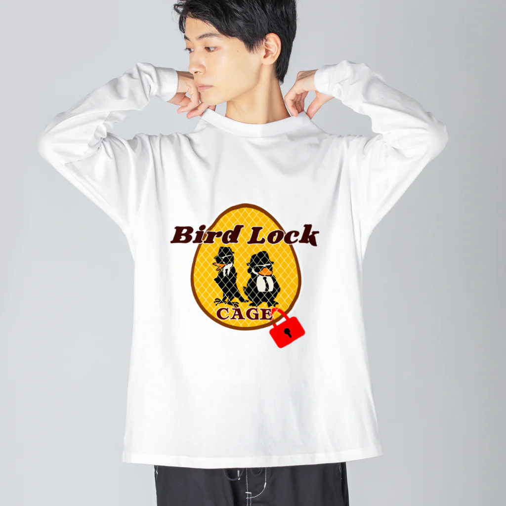 レコードの巣のBird Lock Cage 黄くちばし ビッグシルエットロングスリーブTシャツ