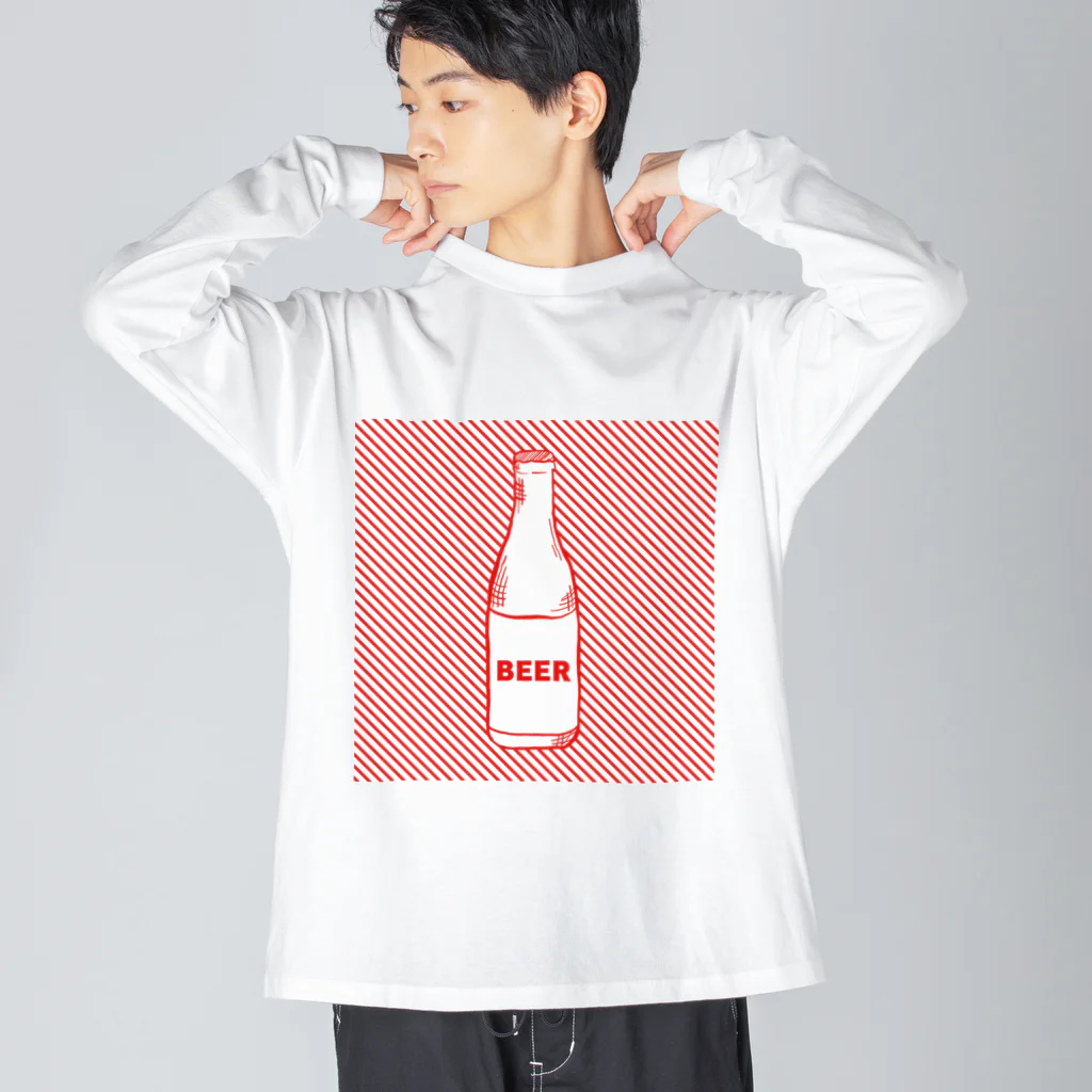 アレやコレ屋のストライプ（ビール）ヤ ビッグシルエットロングスリーブTシャツ