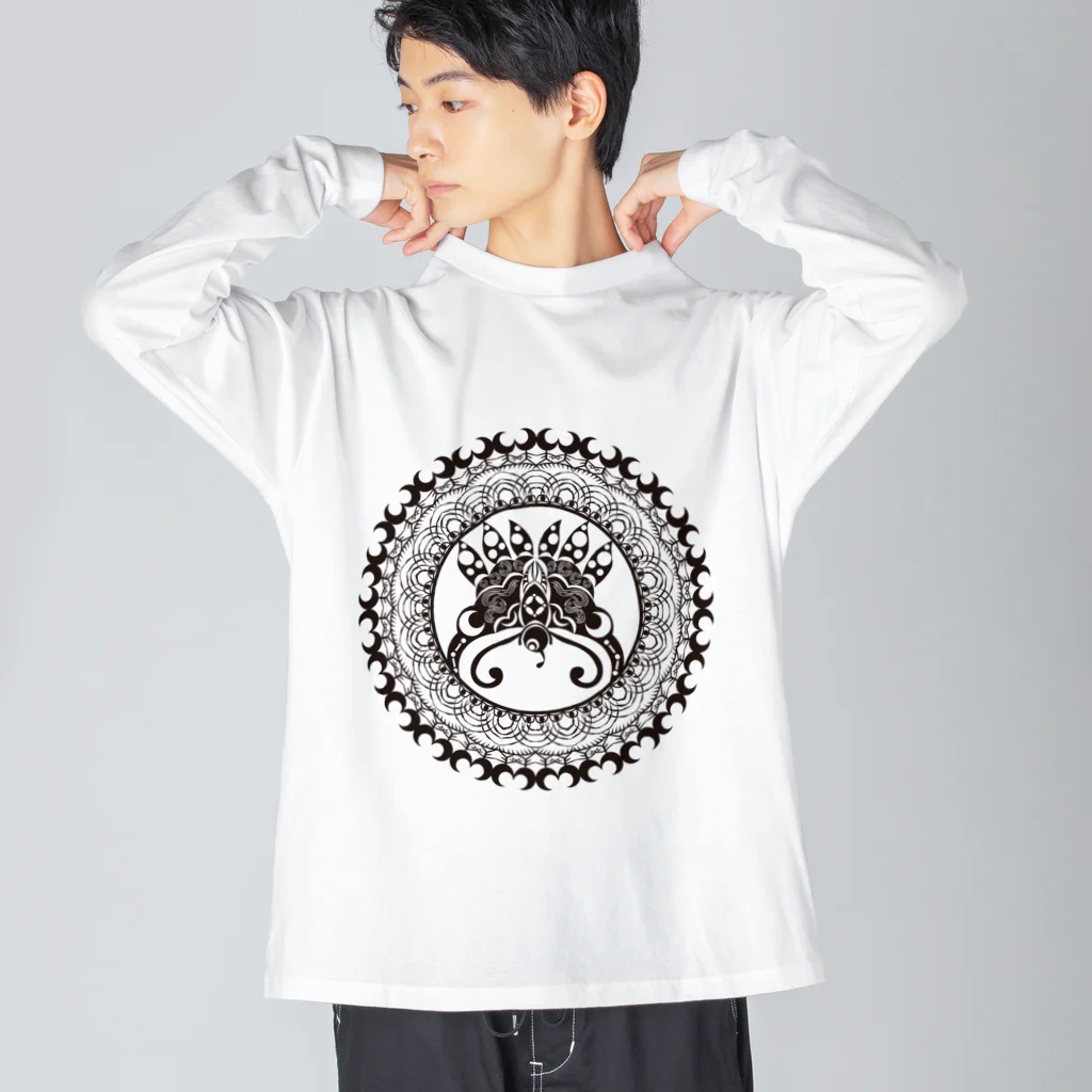 胡蝶の杜の星月夜蝶曼荼羅 Big Long Sleeve T-Shirt