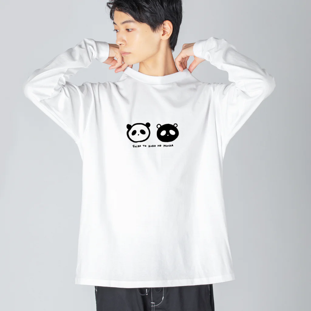 xiangの白と黒のパンダ ビッグシルエットロングスリーブTシャツ