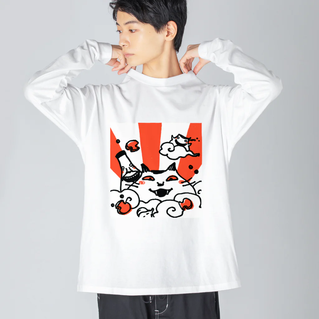 なまらやのねこ日の出 ビッグシルエットロングスリーブTシャツ