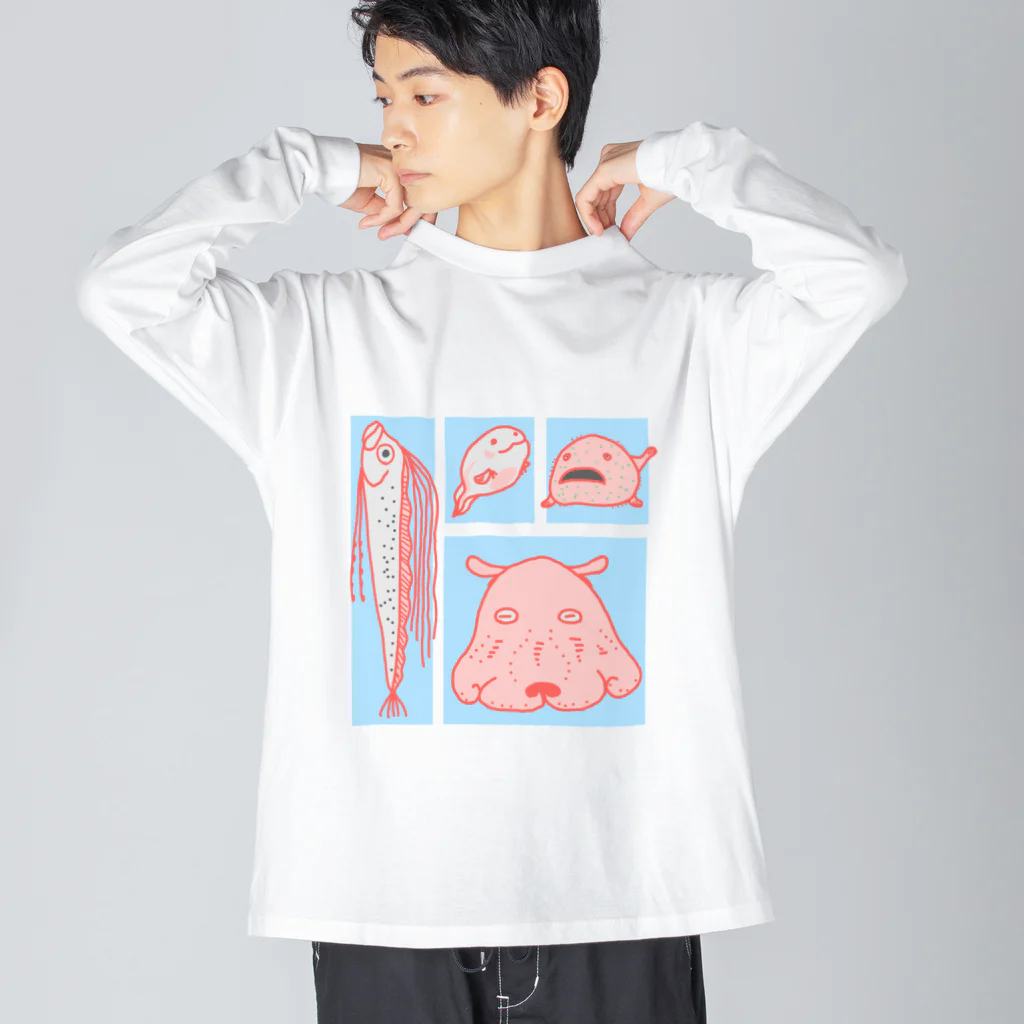 あとりえくらげの赤い深海生物 ビッグシルエットロングスリーブTシャツ