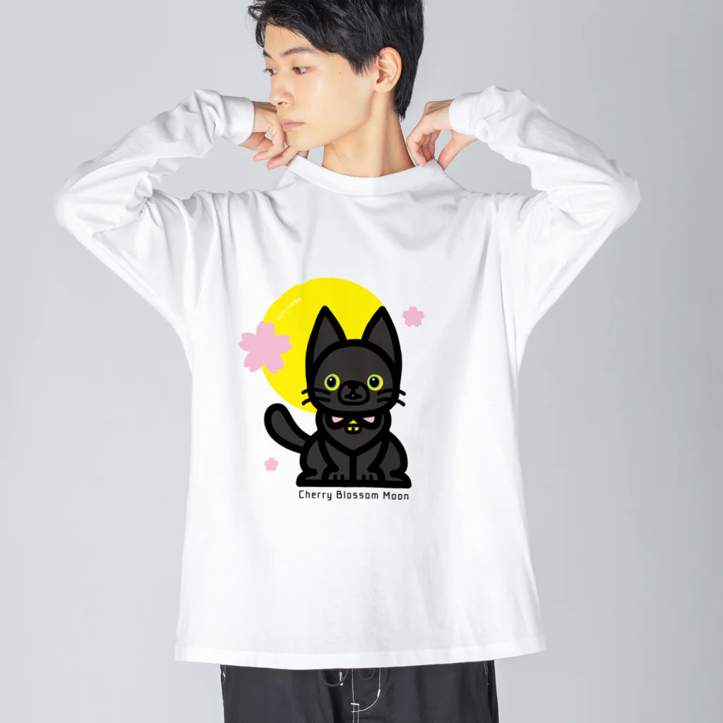 夢見る柴犬のCherry-Blossom-Moon ビッグシルエットロングスリーブTシャツ