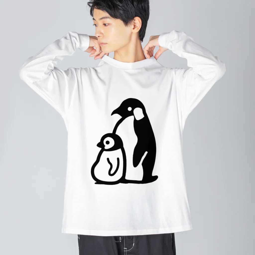 かわずやのぺんぎんのおやこ（黒） Big Long Sleeve T-Shirt