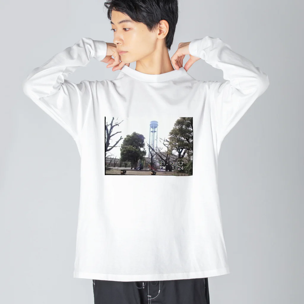 ディスク百合おんのminiDVテープ「公園と給水塔」 ビッグシルエットロングスリーブTシャツ