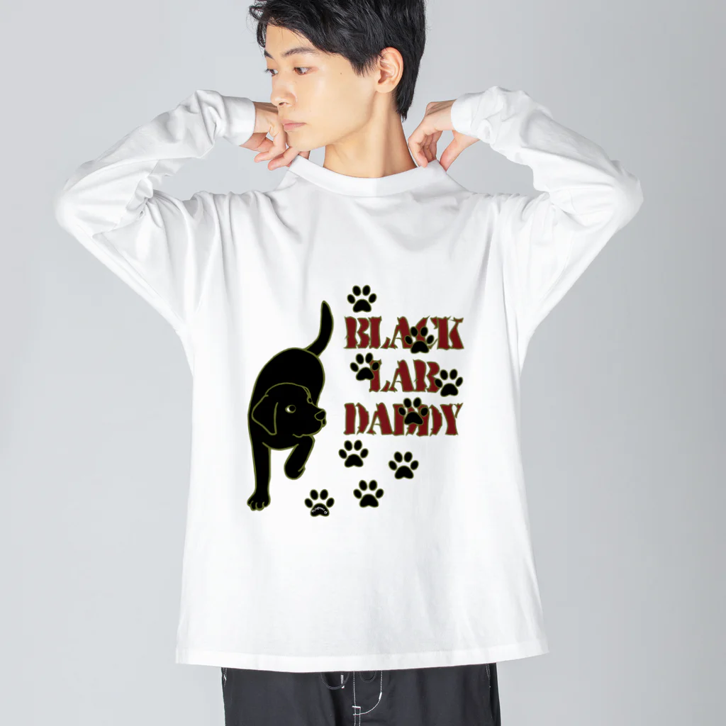 ハッピー・ラブラドールズのBlack Lab Daddy　ブラックラブラドール Big Long Sleeve T-Shirt