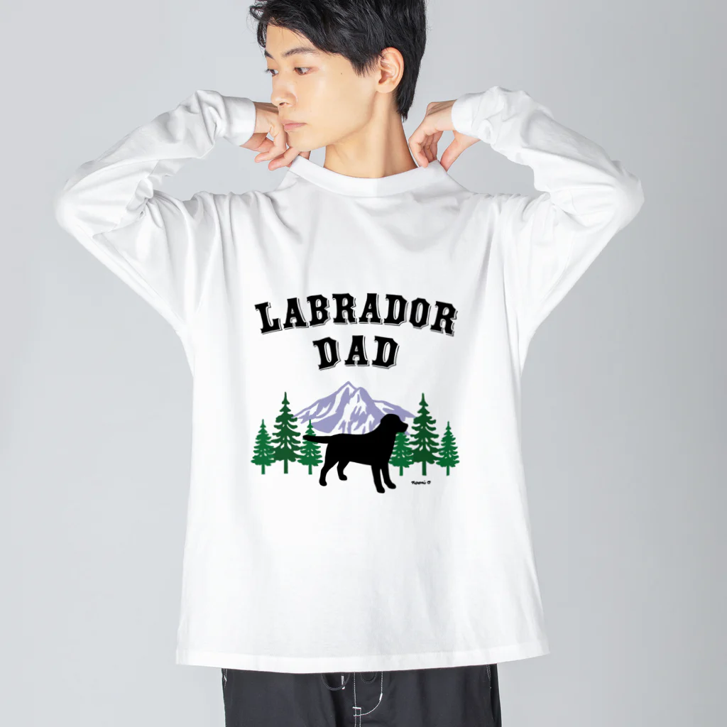 ハッピー・ラブラドールズのLabrador Dad ブラックラブラドール ビッグシルエットロングスリーブTシャツ