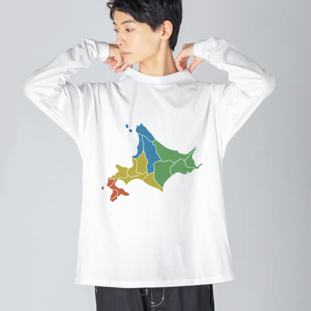 北海道ファンマガジン編集部の北海道区分地図 ビッグシルエットロングスリーブTシャツ