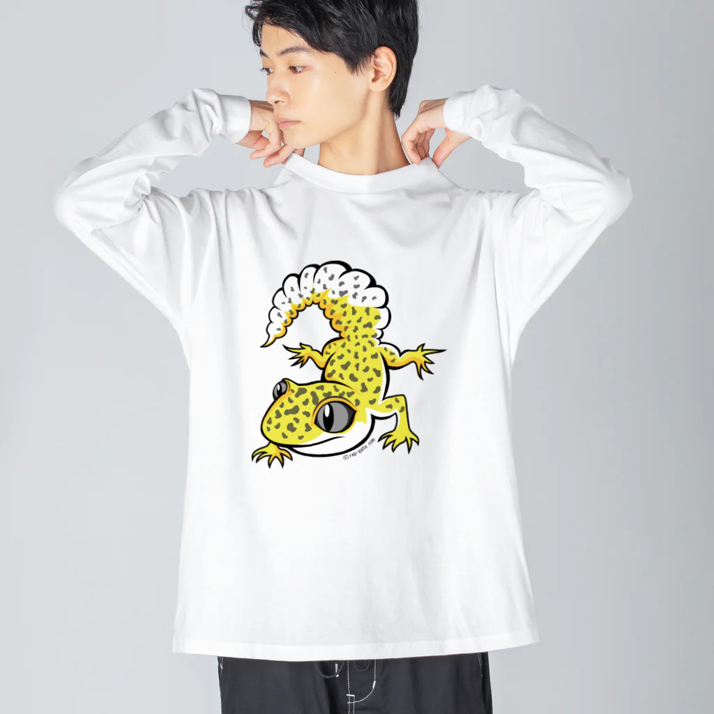 もむのふの爬虫類グッズやさんのレオパちゃん ビッグシルエットロングスリーブTシャツ