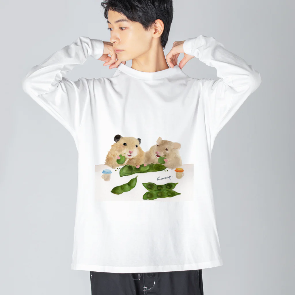 KAMAP ＆ Ricaの【KAMAP】枝豆とハムスター兄弟 Big Long Sleeve T-Shirt
