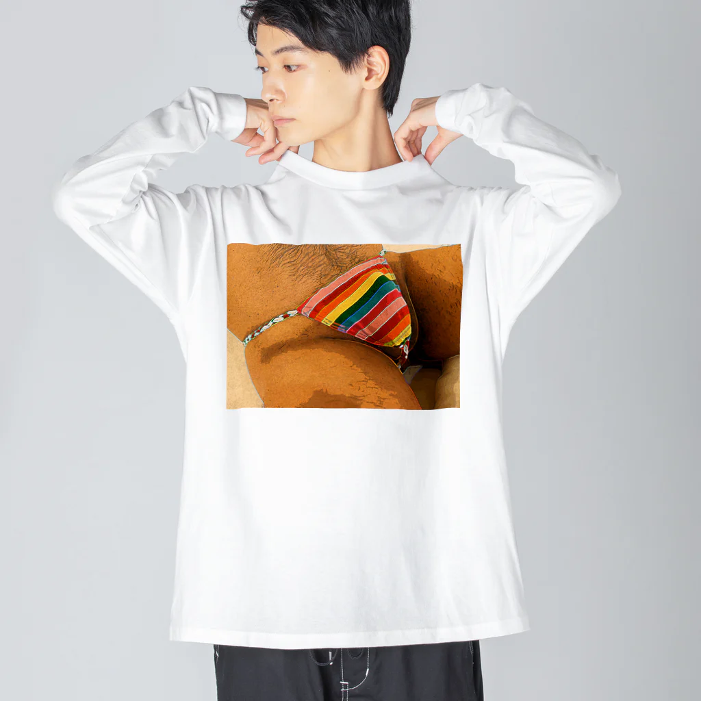 kumakumaの褌男子-レインボー- ビッグシルエットロングスリーブTシャツ