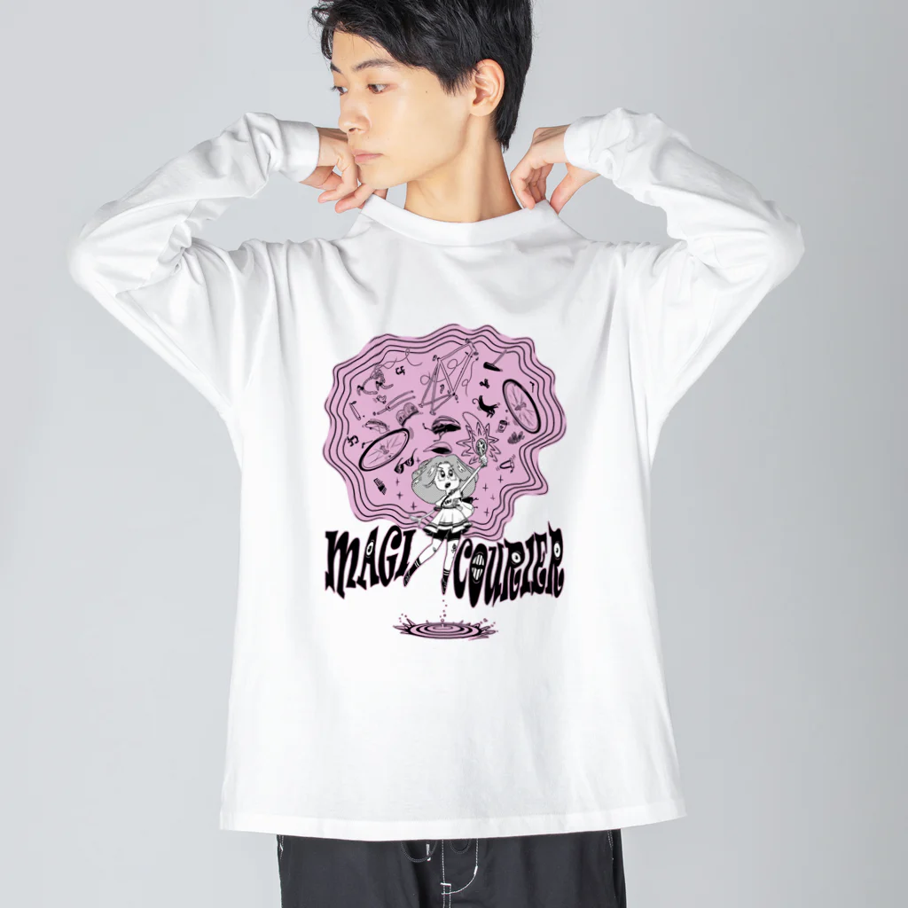 nidan-illustrationの“MAGI COURIER” pink #1 ビッグシルエットロングスリーブTシャツ