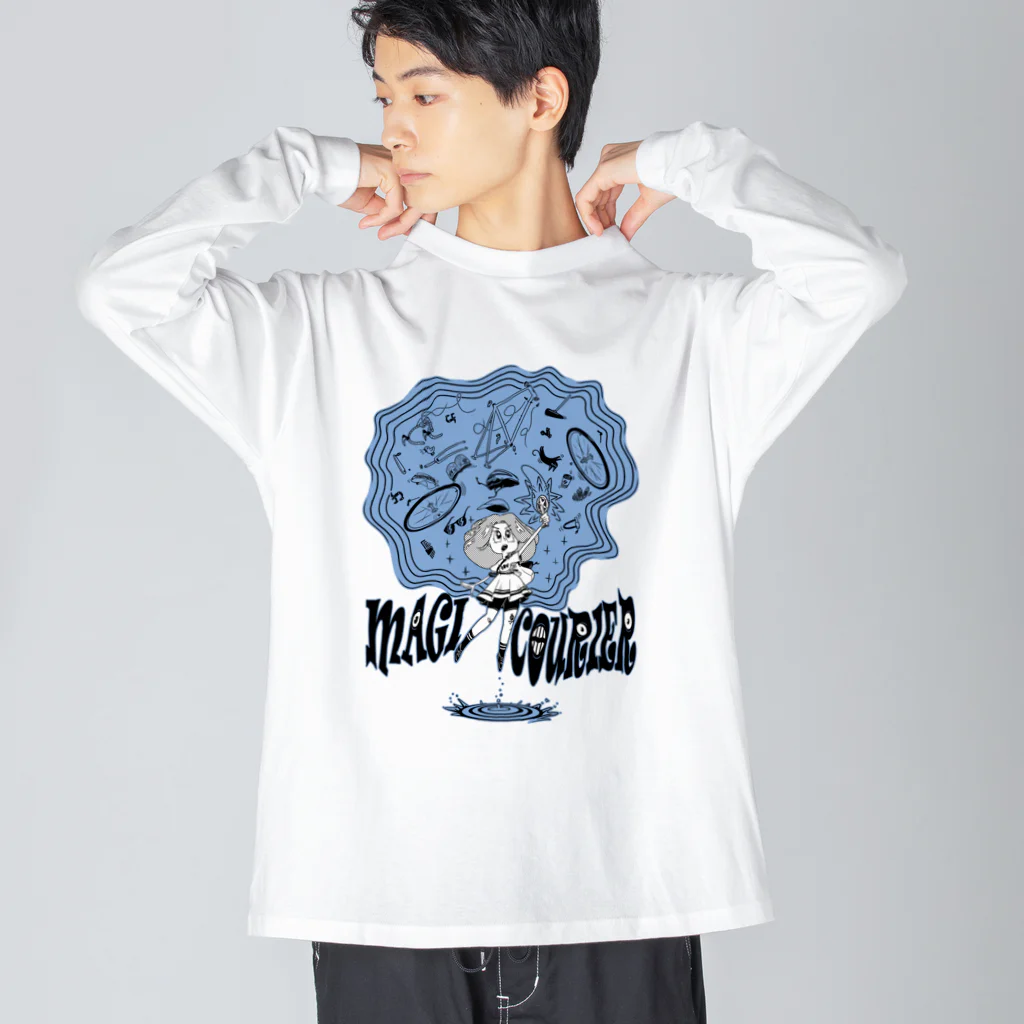 nidan-illustrationの“MAGI COURIER” blue #1 ビッグシルエットロングスリーブTシャツ