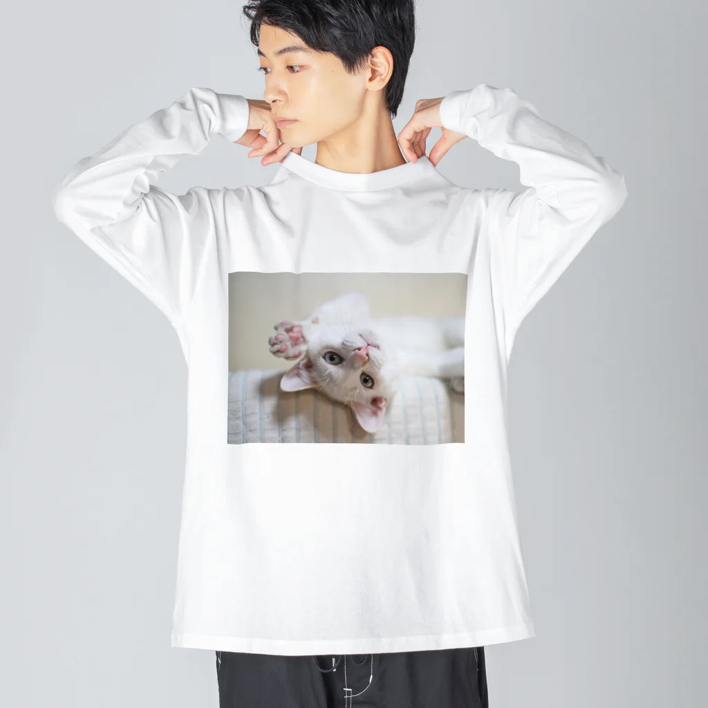 ひいらぎ たえの招き猫 珀ちゃん ビッグシルエットロングスリーブTシャツ