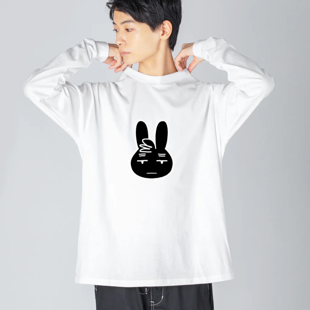 SHOP n番煎じの 虚無うさぎ　黒 Big Long Sleeve T-Shirt