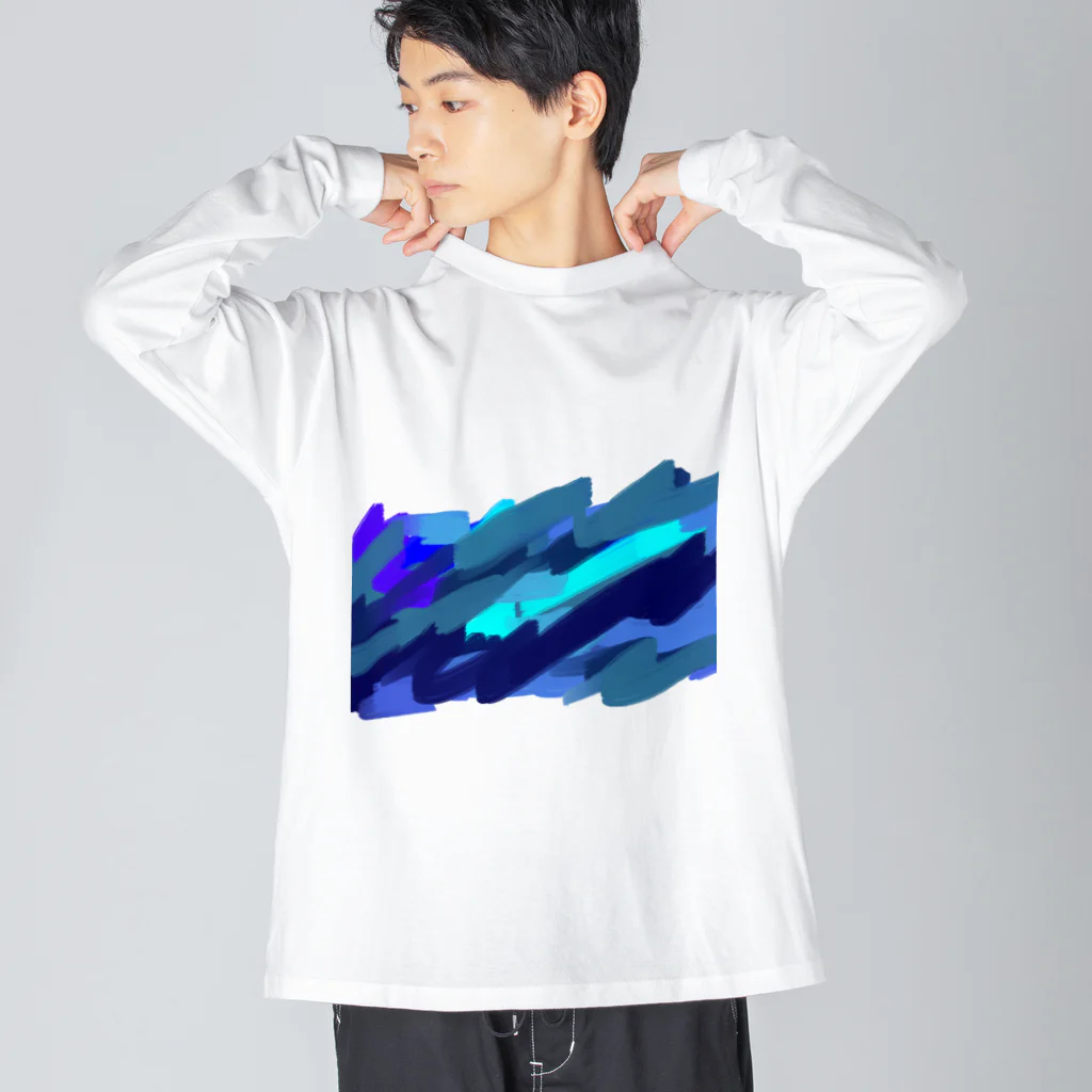 ポテコロアートショップの蒼の衝動 ビッグシルエットロングスリーブTシャツ