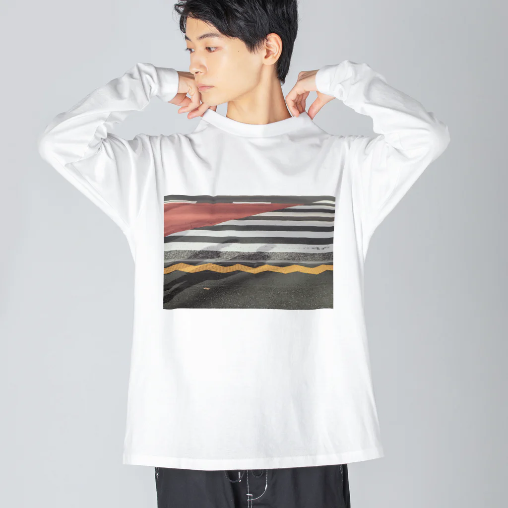 タカシマの横断歩道のグラフィック ビッグシルエットロングスリーブTシャツ