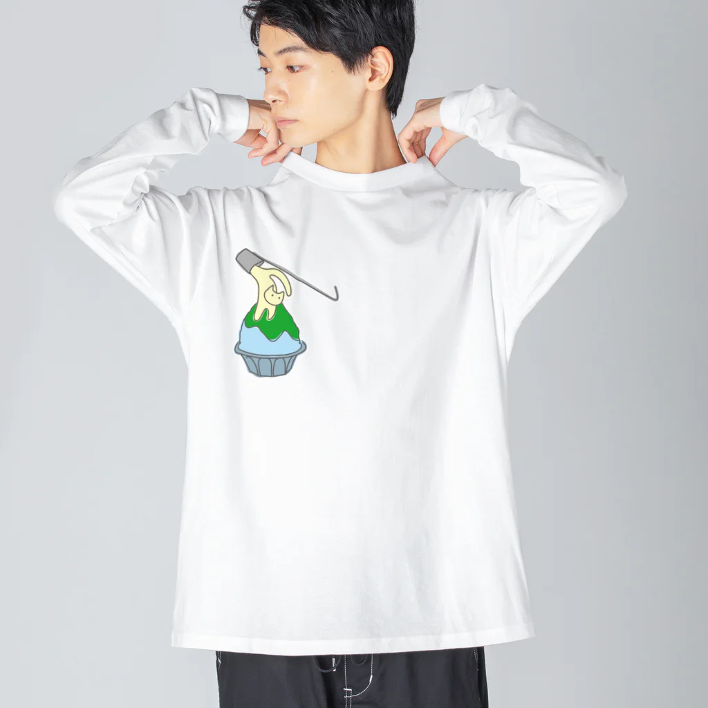 CHOTTOPOINTの練乳ねこかき氷（メロン／抹茶） ビッグシルエットロングスリーブTシャツ