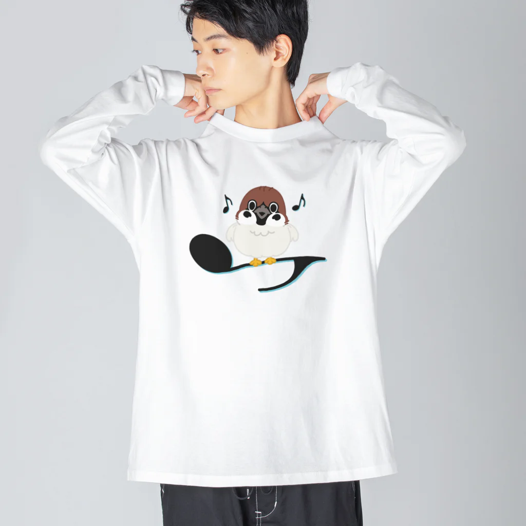 イラスト MONYAAT のスズメがちゅん B-L Big Long Sleeve T-Shirt