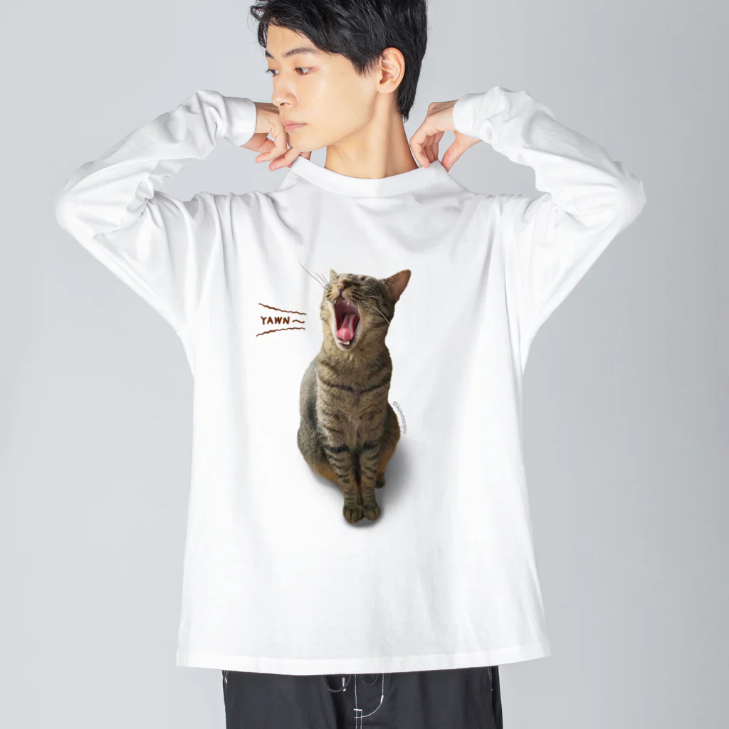 コムノのキジトラ猫の鶉（うずら） ビッグシルエットロングスリーブTシャツ