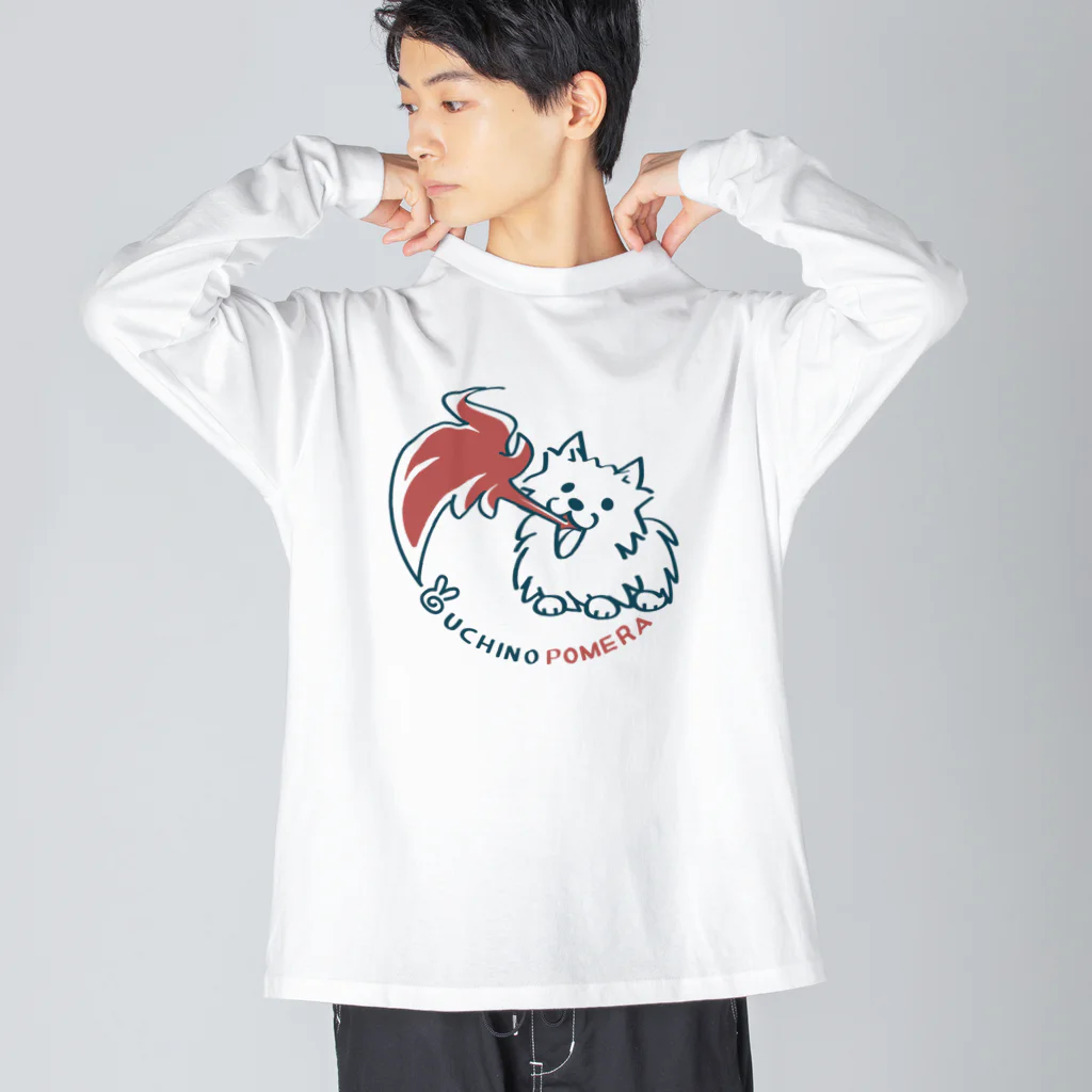 イラスト MONYAAT のポメラニアンは仕事中B ビッグシルエットロングスリーブTシャツ