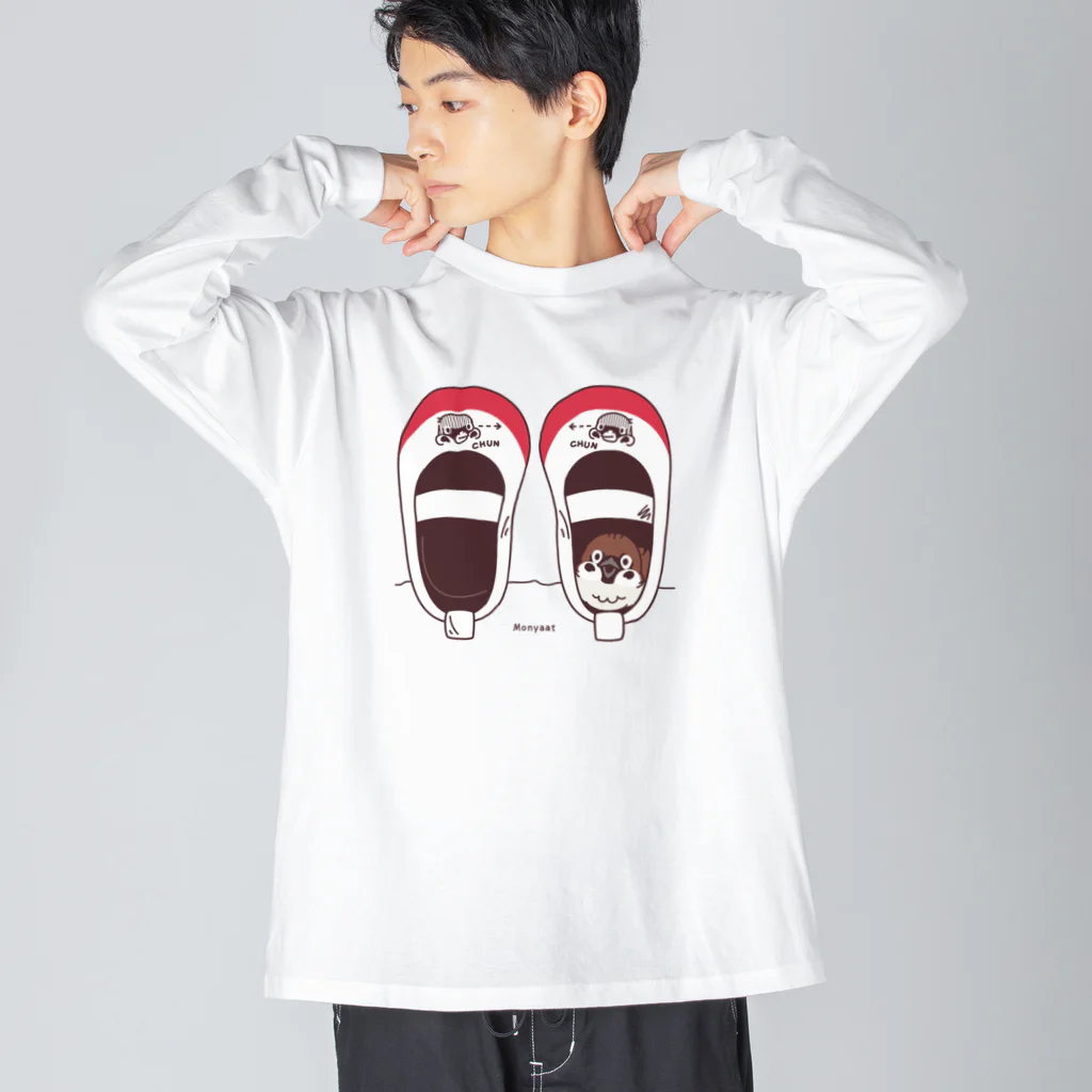 イラスト MONYAAT のスズメがちゅん*うわばきちゅんA** ビッグシルエットロングスリーブTシャツ