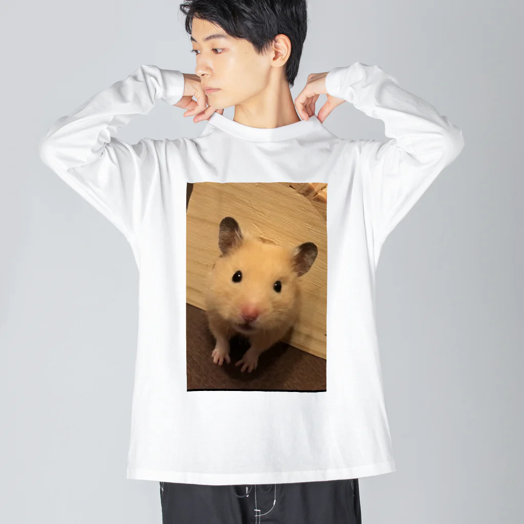 香色のハムスターのキンクマハムスター　香ちゃん ビッグシルエットロングスリーブTシャツ