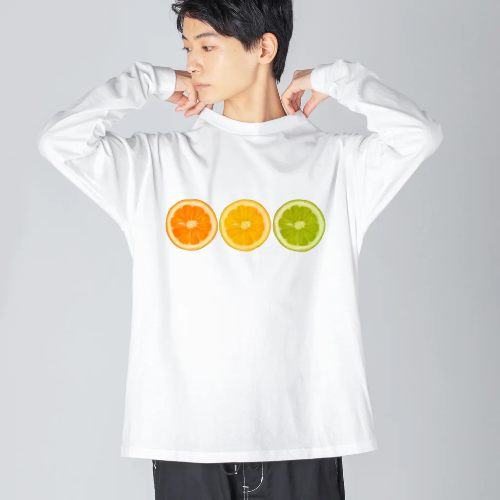 おまめてぃの柑橘断面図 ビッグシルエットロングスリーブTシャツ