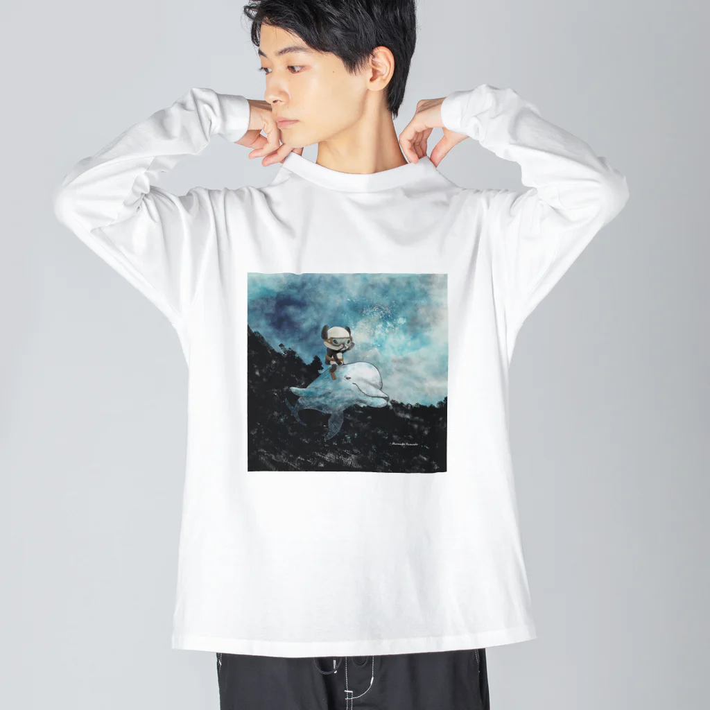 Masashi Kaminkoの【パンダ】イルカとポンちゃん Big Long Sleeve T-Shirt