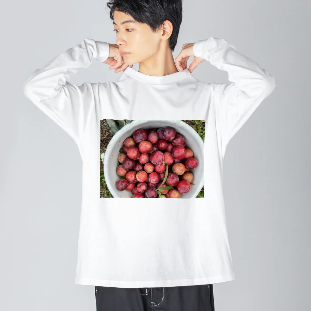 笑顔が好きの夏だ美味しい果物だ😊 ビッグシルエットロングスリーブTシャツ