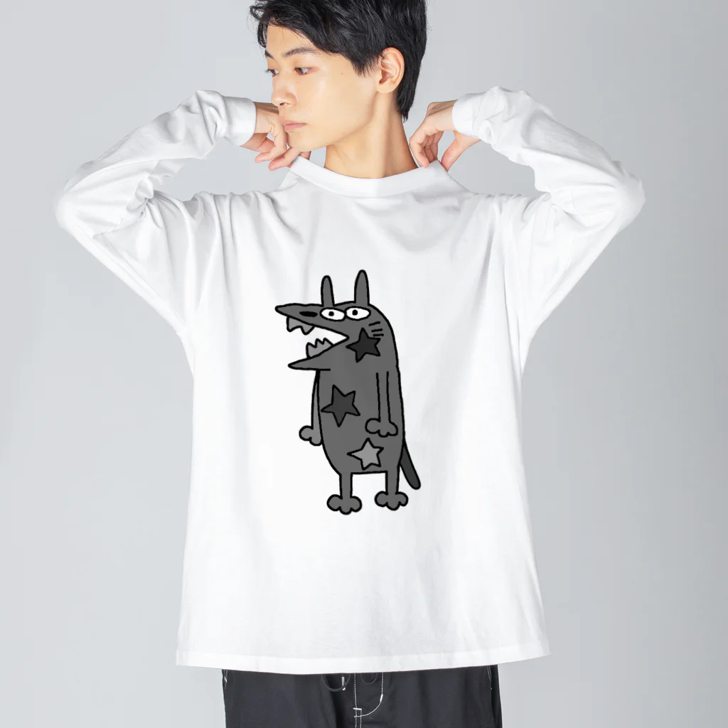 ぴょろりんちょ🐤のやべえ柄のキテレツねこ星モノトーン Big Long Sleeve T-Shirt