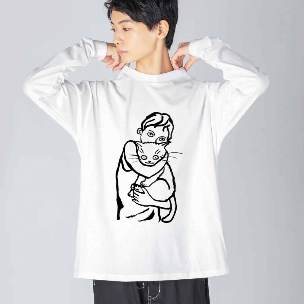 マイマイタケのニャンコ吸っとけ（白猫） Big Long Sleeve T-Shirt