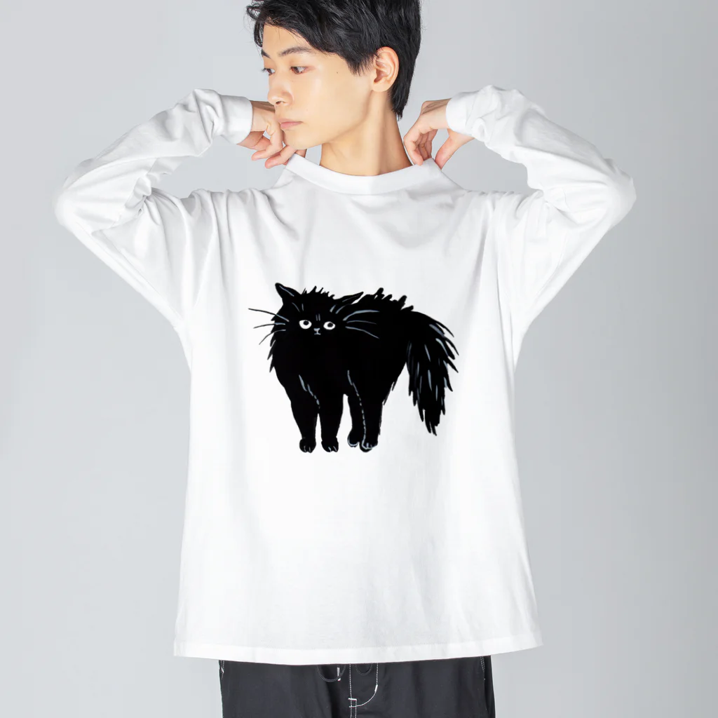 マイマイタケの怒ってます（黒猫） Big Long Sleeve T-Shirt