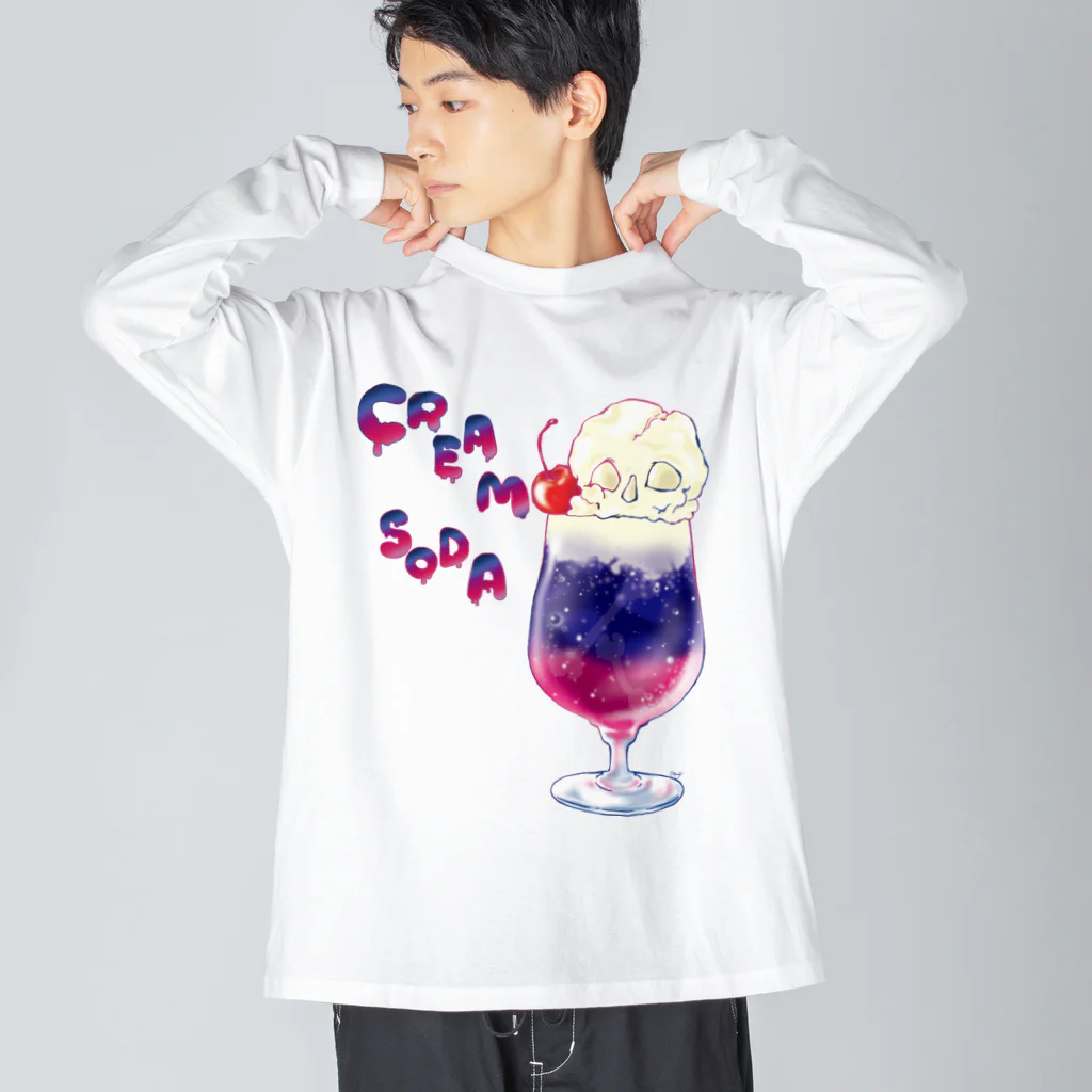 みあまゆあのスカルクリームソーダ ビッグシルエットロングスリーブTシャツ