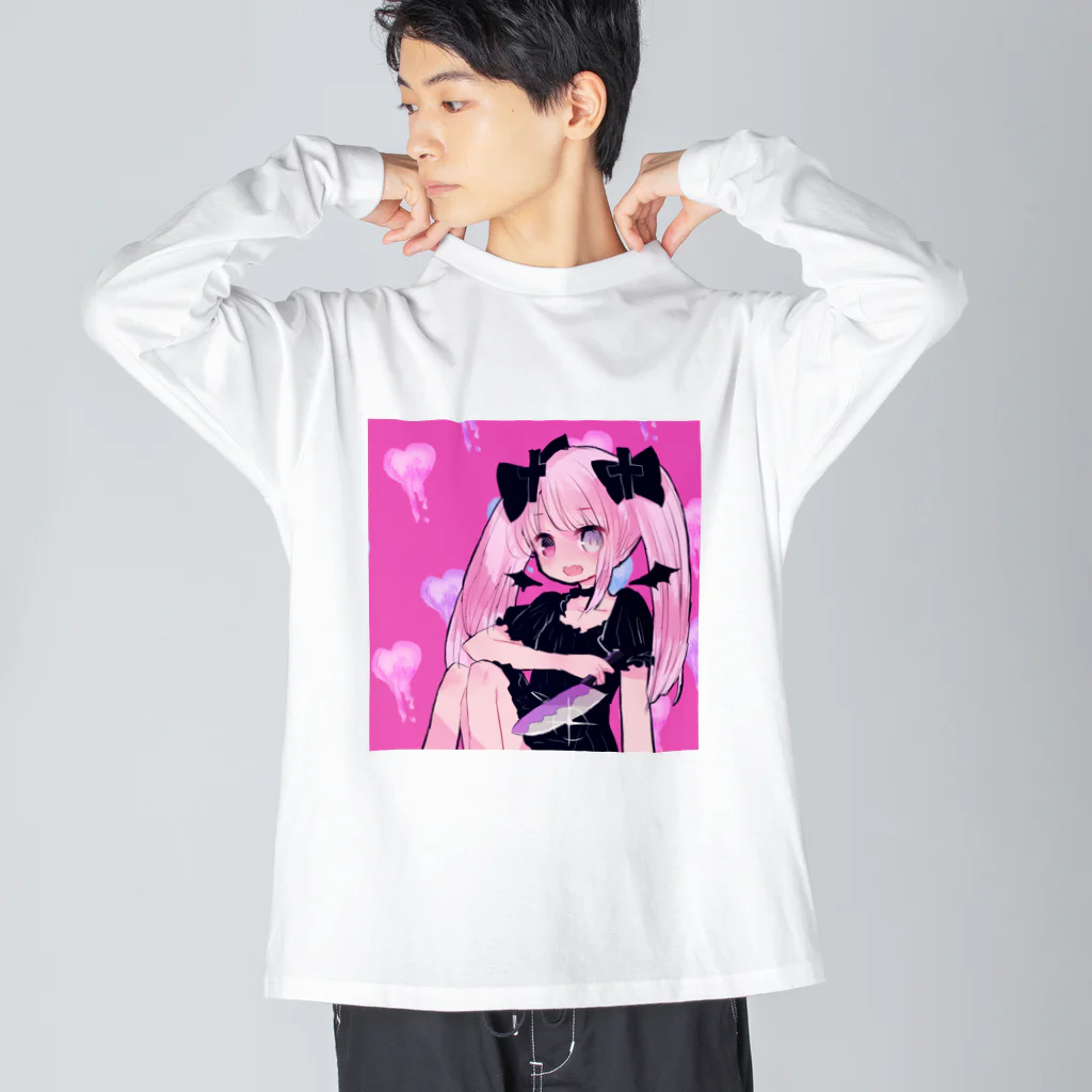 あくむ病院の包丁少女 ビッグシルエットロングスリーブTシャツ