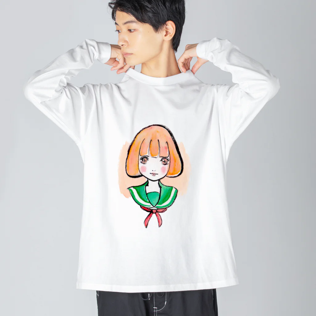 Watanabeのおかっぱの女の子 ビッグシルエットロングスリーブTシャツ