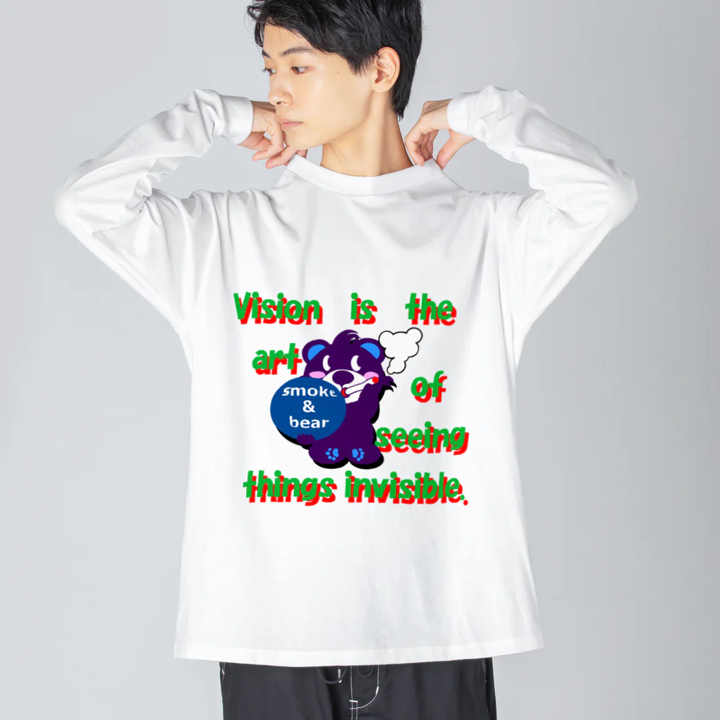 オリジナルデザインTシャツ　SMOKIN'のくるりんモクモックマC紫 Big Long Sleeve T-Shirt