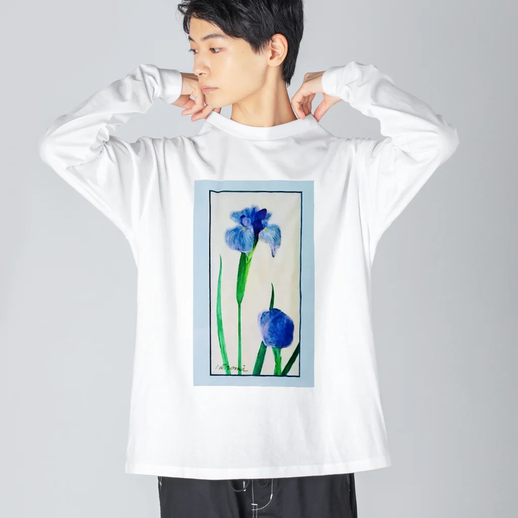 アトリエひろの花菖蒲 ビッグシルエットロングスリーブTシャツ