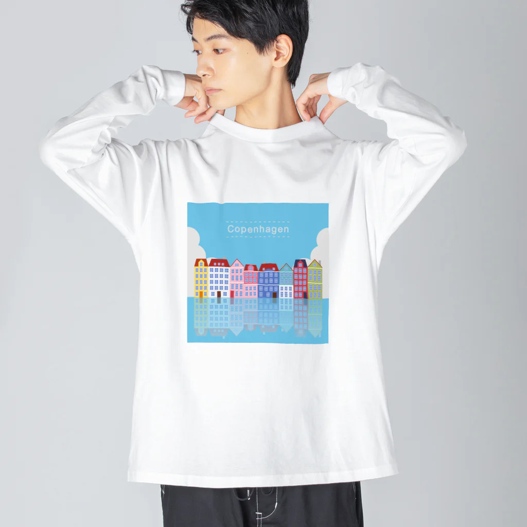 そいそいソイラテのコペンハーゲン(北欧デンマーク) ビッグシルエットロングスリーブTシャツ