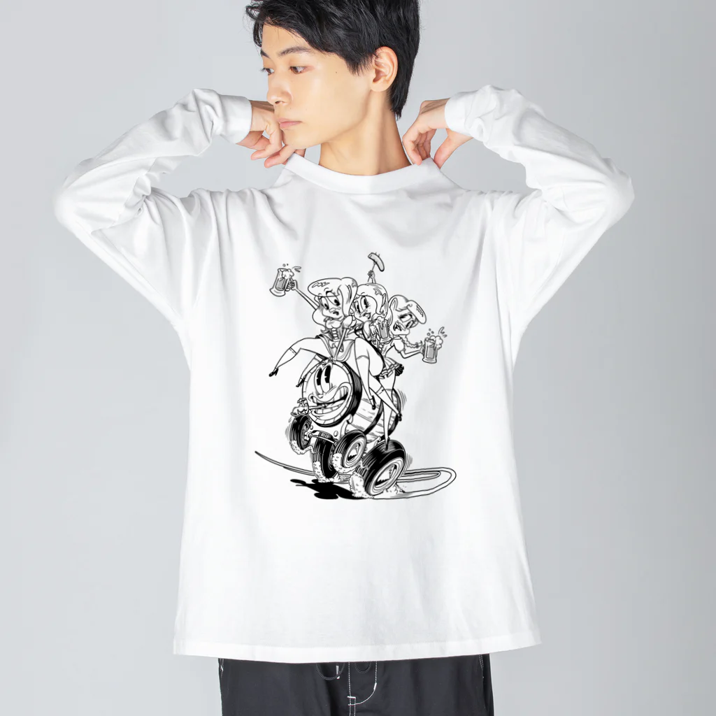 nidan-illustrationの"WHITE MUSTACHE CLUB"(タイトルなし) ビッグシルエットロングスリーブTシャツ