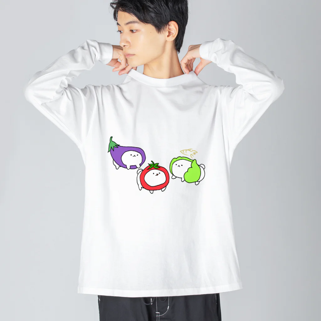 シャリちゃんのシャリちゃんと野菜 ビッグシルエットロングスリーブTシャツ