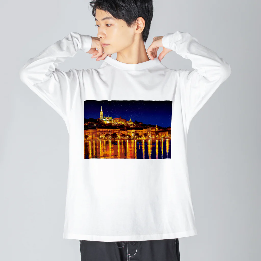 GALLERY misutawoのハンガリー ブダペストの夜景 ビッグシルエットロングスリーブTシャツ