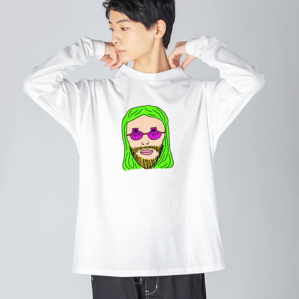 日本語Tシャツショップ／Japanese T-shirt shopのホタテ眼鏡の男　次男 ビッグシルエットロングスリーブTシャツ