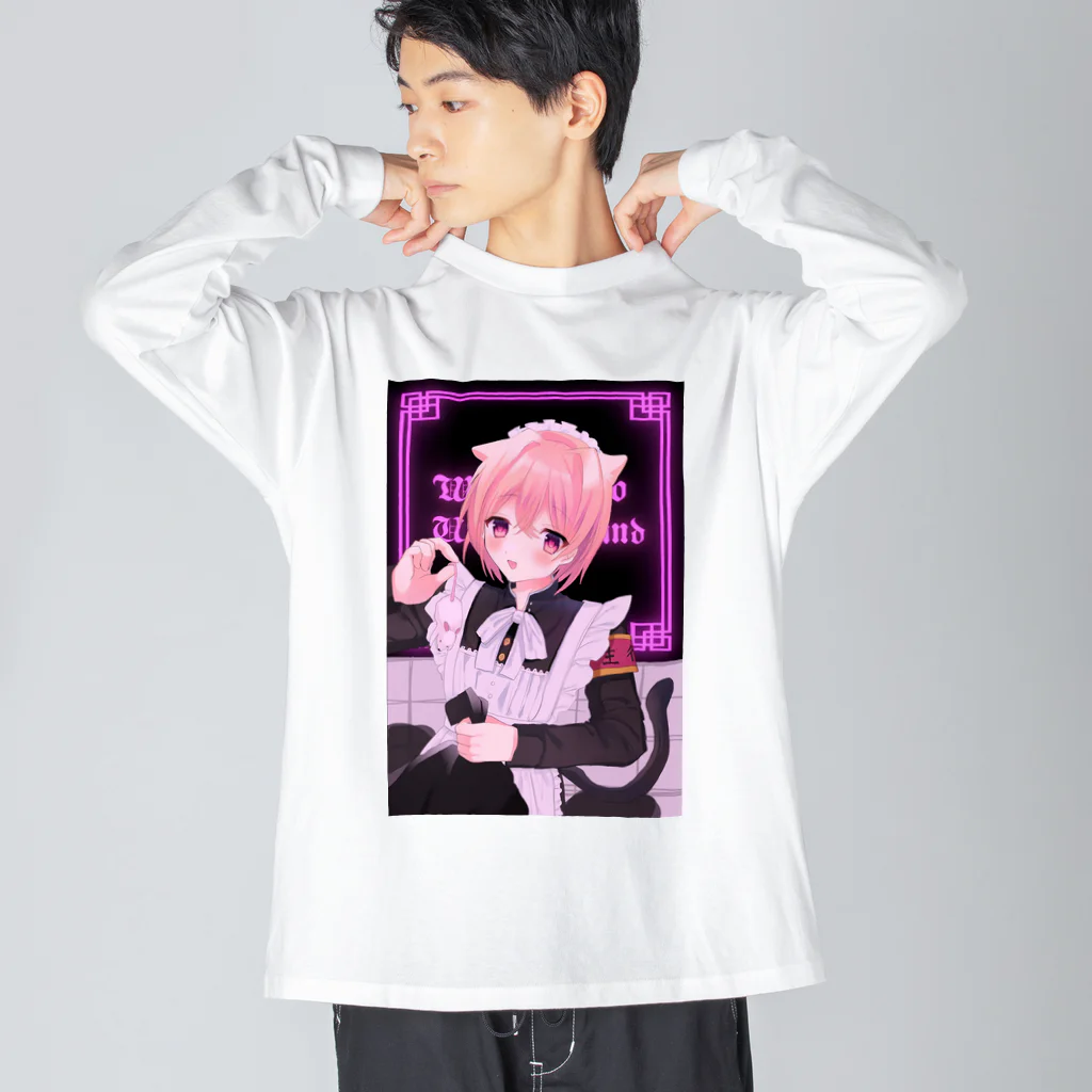 hiyoの猫耳 サブカル メイド 男の子 Big Long Sleeve T-Shirt