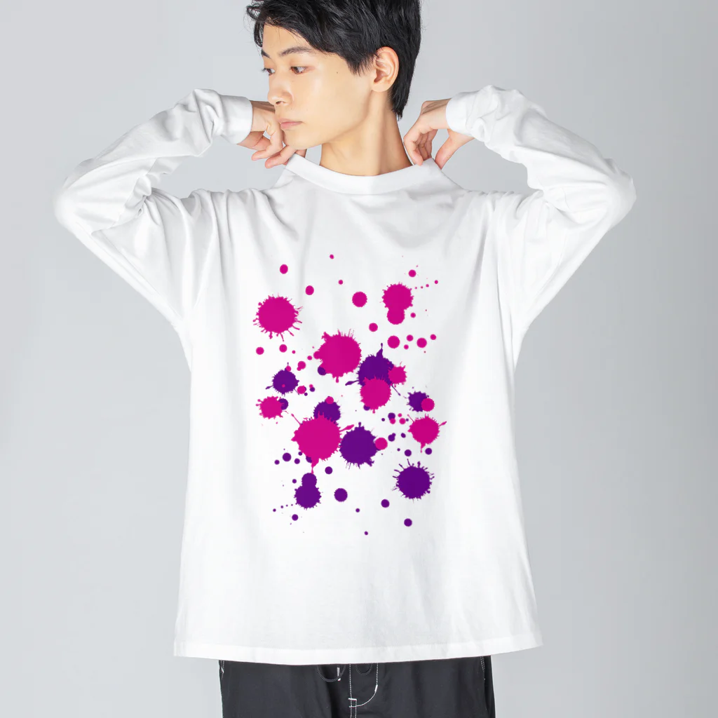 MAGENTA INFINITYのピンク紫のしぶき Big Long Sleeve T-Shirt